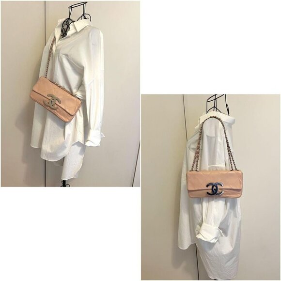 Authentic CHANEL Vintage Quilted Extra Large Jumbo Flap Bag White Nappa Leather - Picture 12 of 12